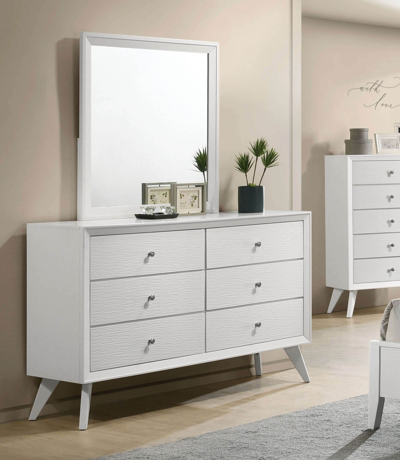 Dortmund White 5 Pc. Queen Bedroom Set w/ 2NS