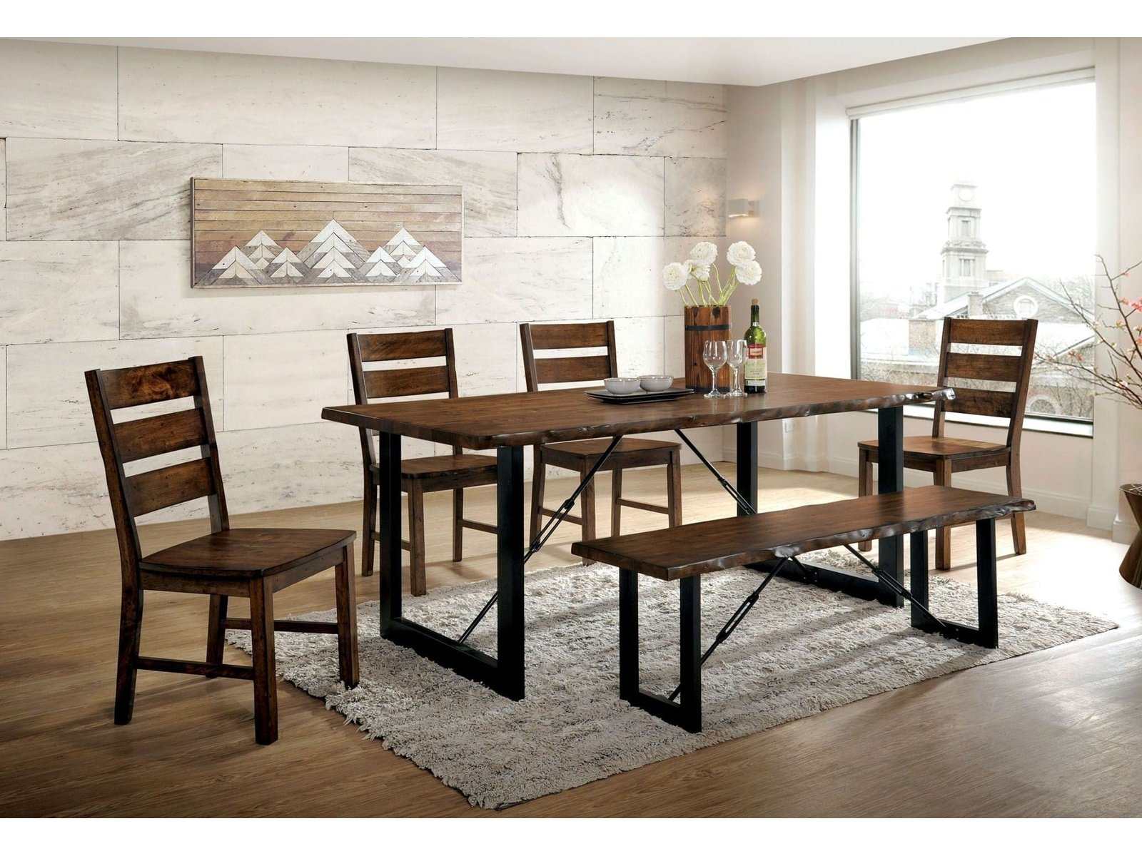 Dulce Walnut & Black 6pc Dining Room Set