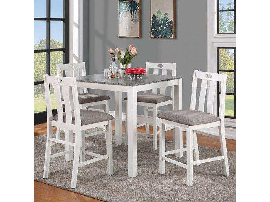 Dunseith White Gray Counter Ht. Dining Room Set / 5pc