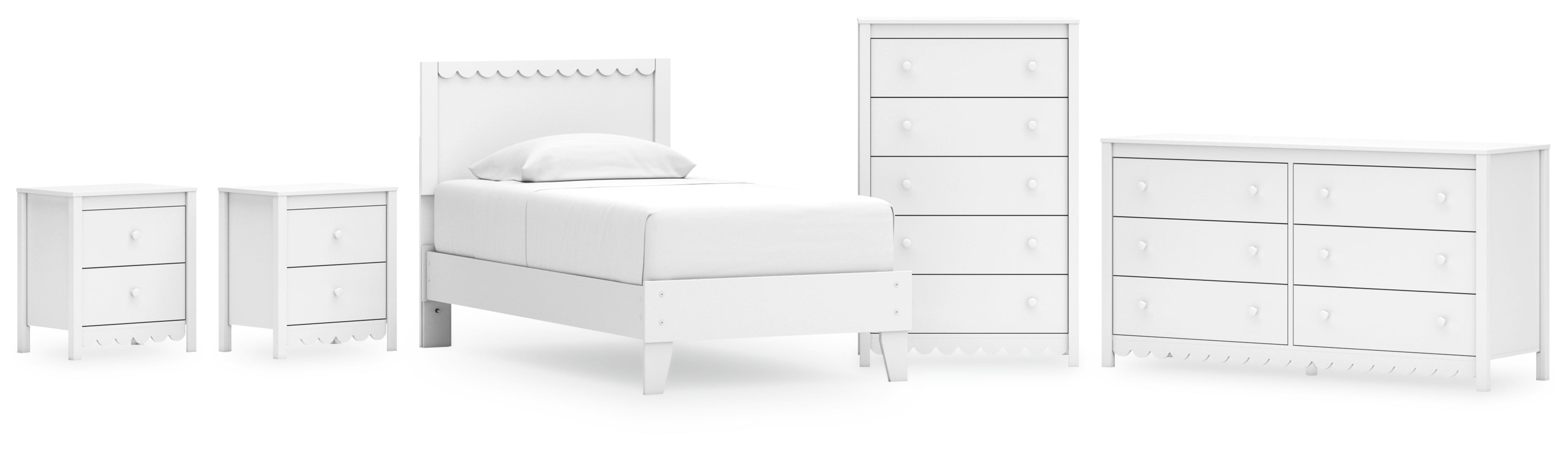 Hallityn White Platform Bedroom Set