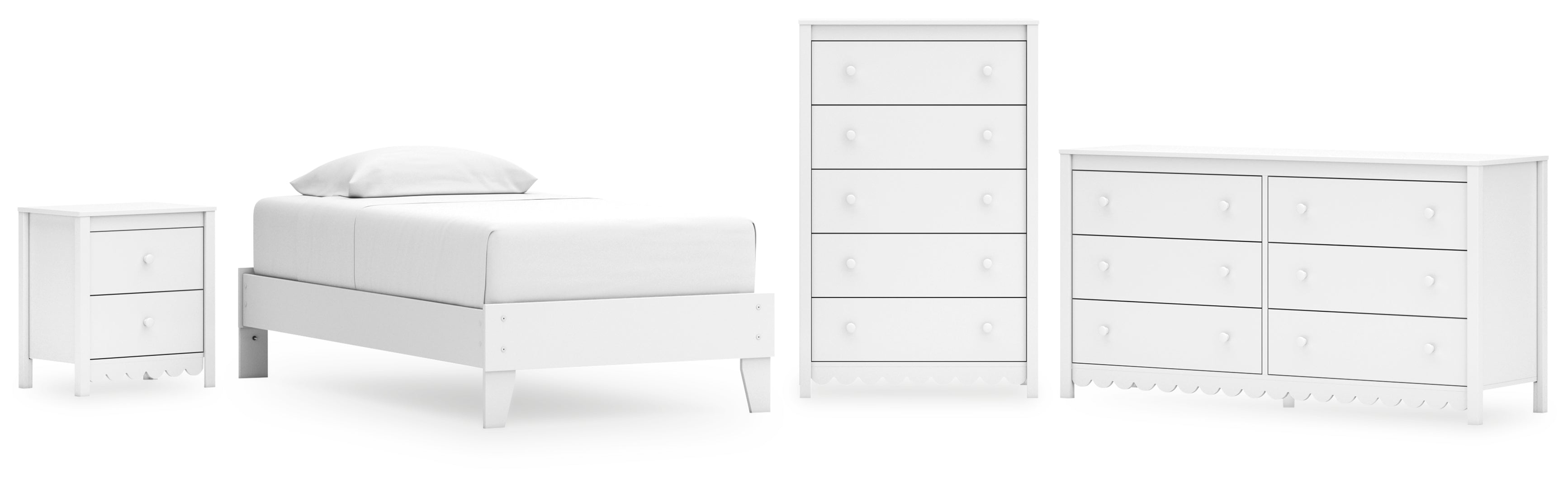 Hallityn White Platform Bedroom Set