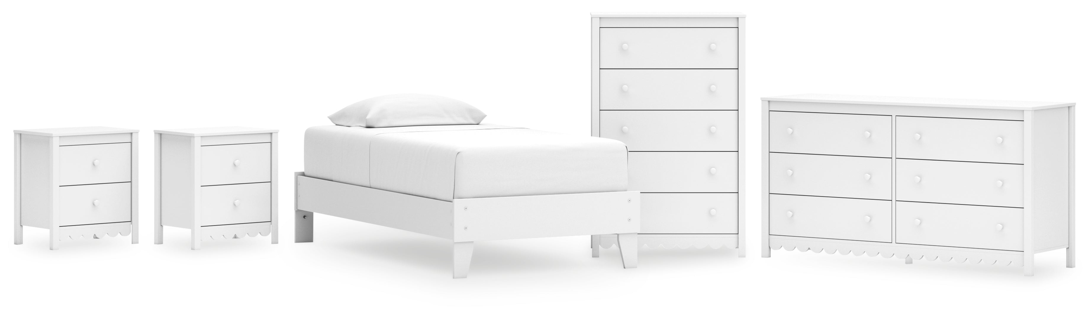 Hallityn White Platform Bedroom Set