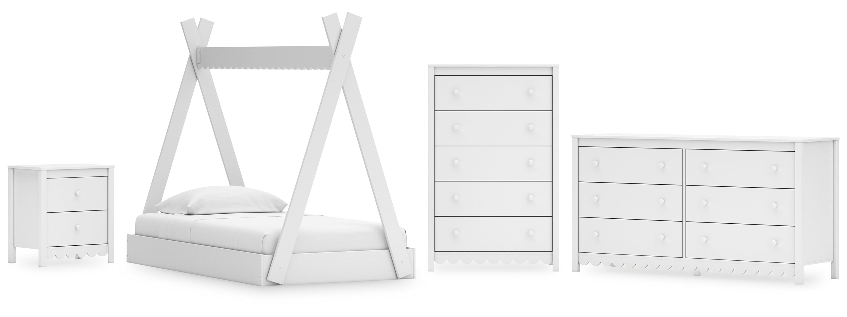 Hallityn White Platform Bedroom Set