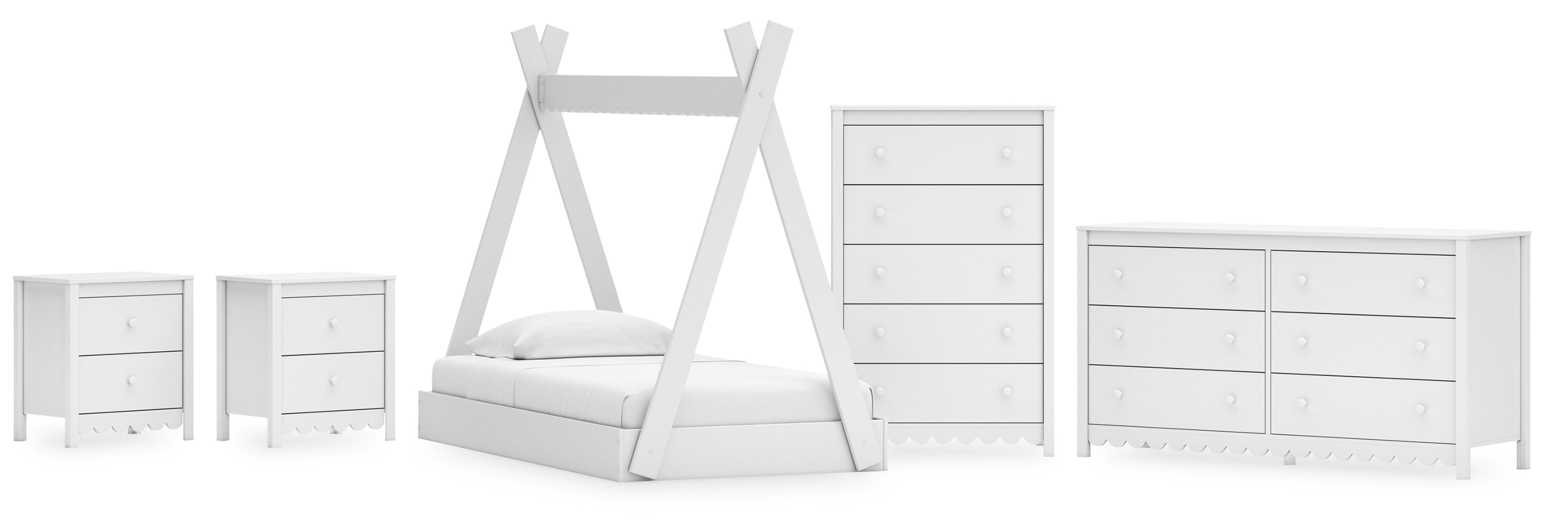 Hallityn White Platform Bedroom Set