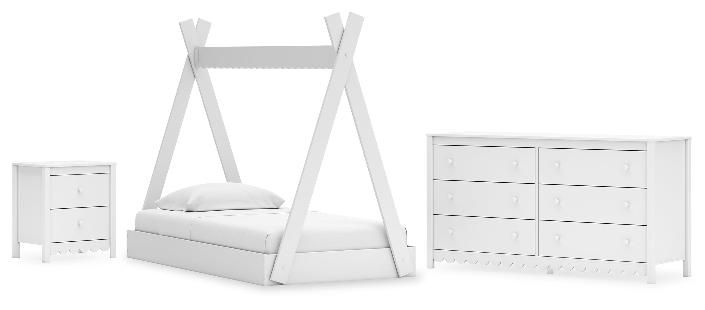 Hallityn White Platform Bedroom Set