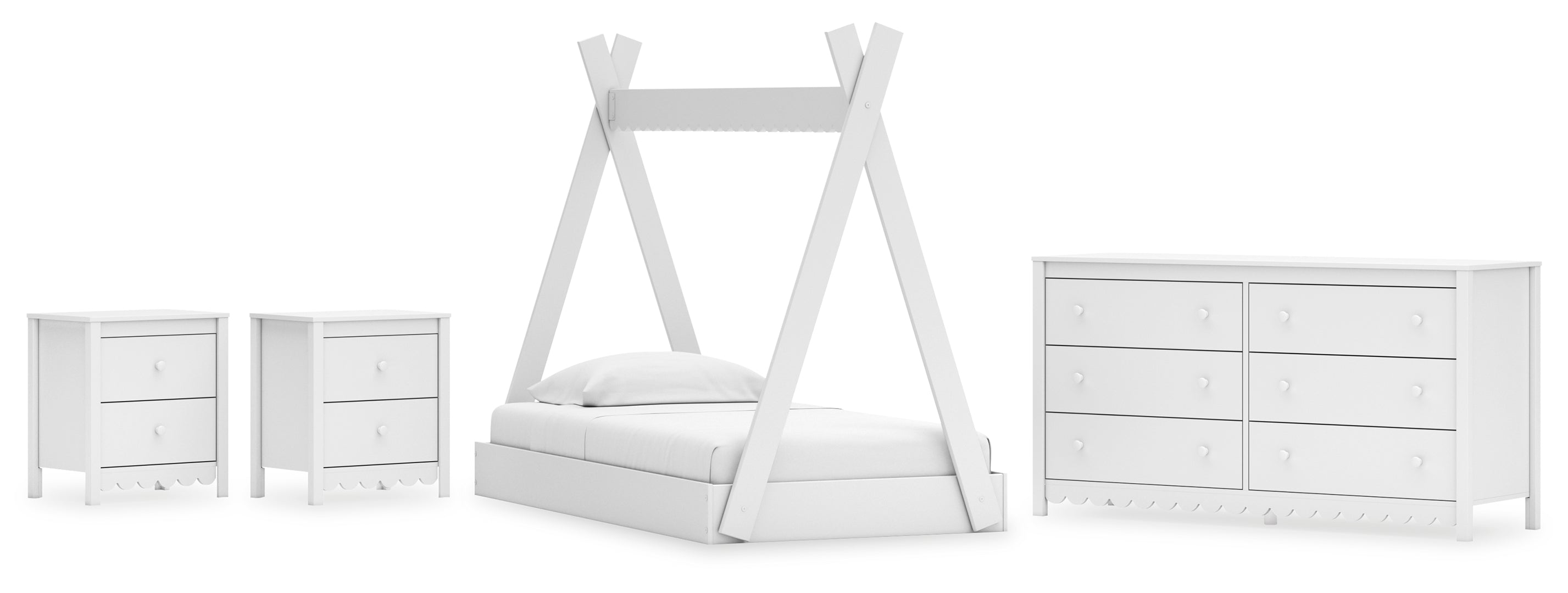 Hallityn White Platform Bedroom Set