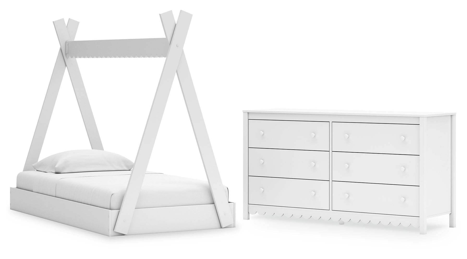 Hallityn White Platform Bedroom Set