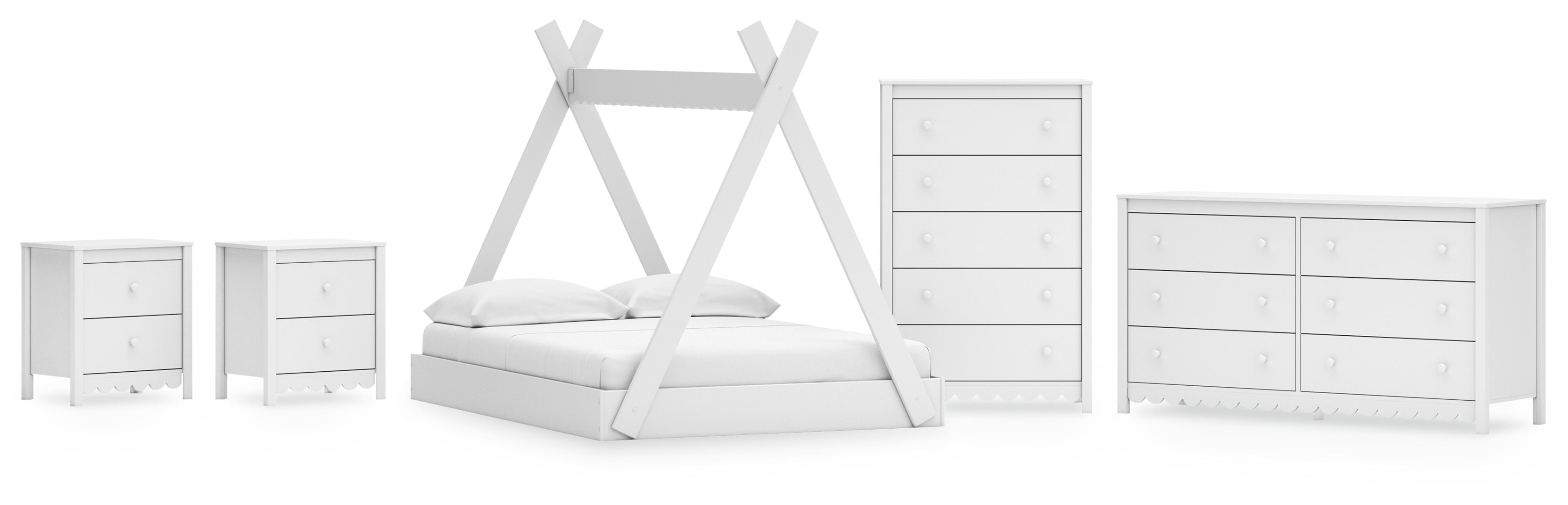 Hallityn White Platform Bedroom Set