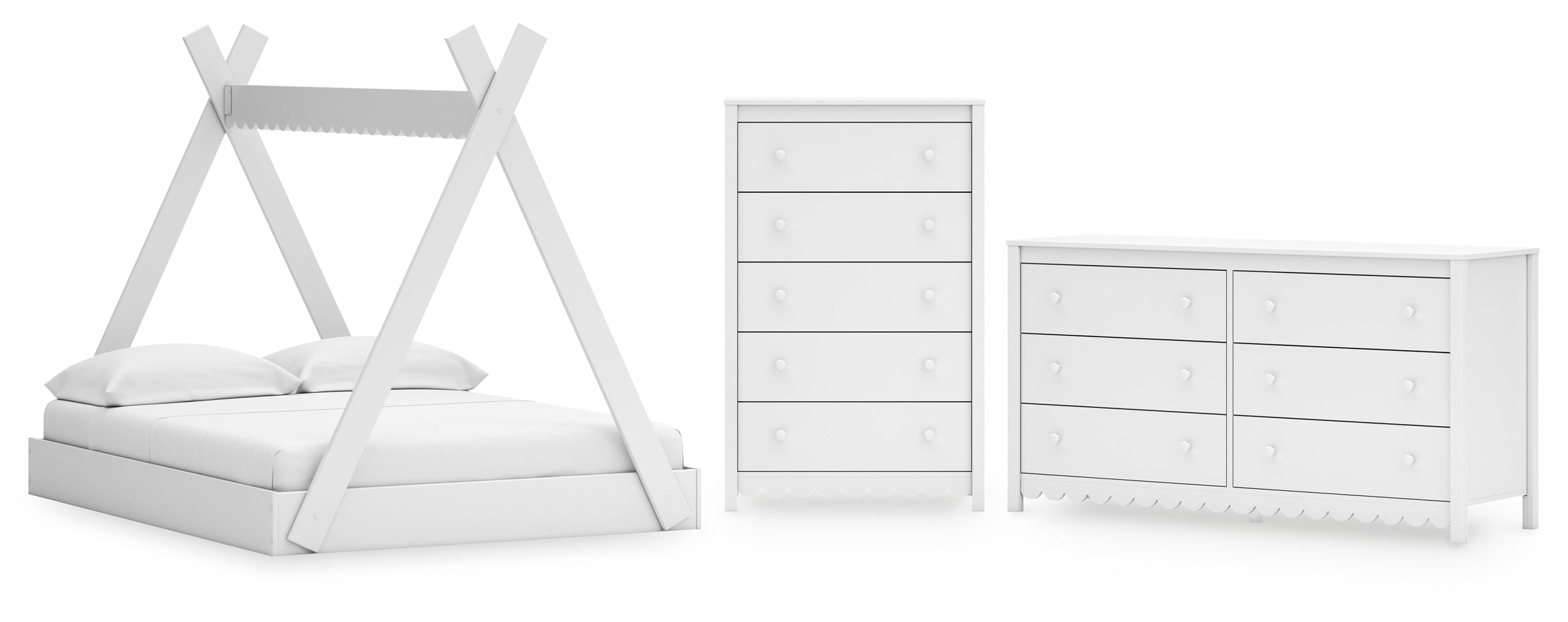 Hallityn White Platform Bedroom Set