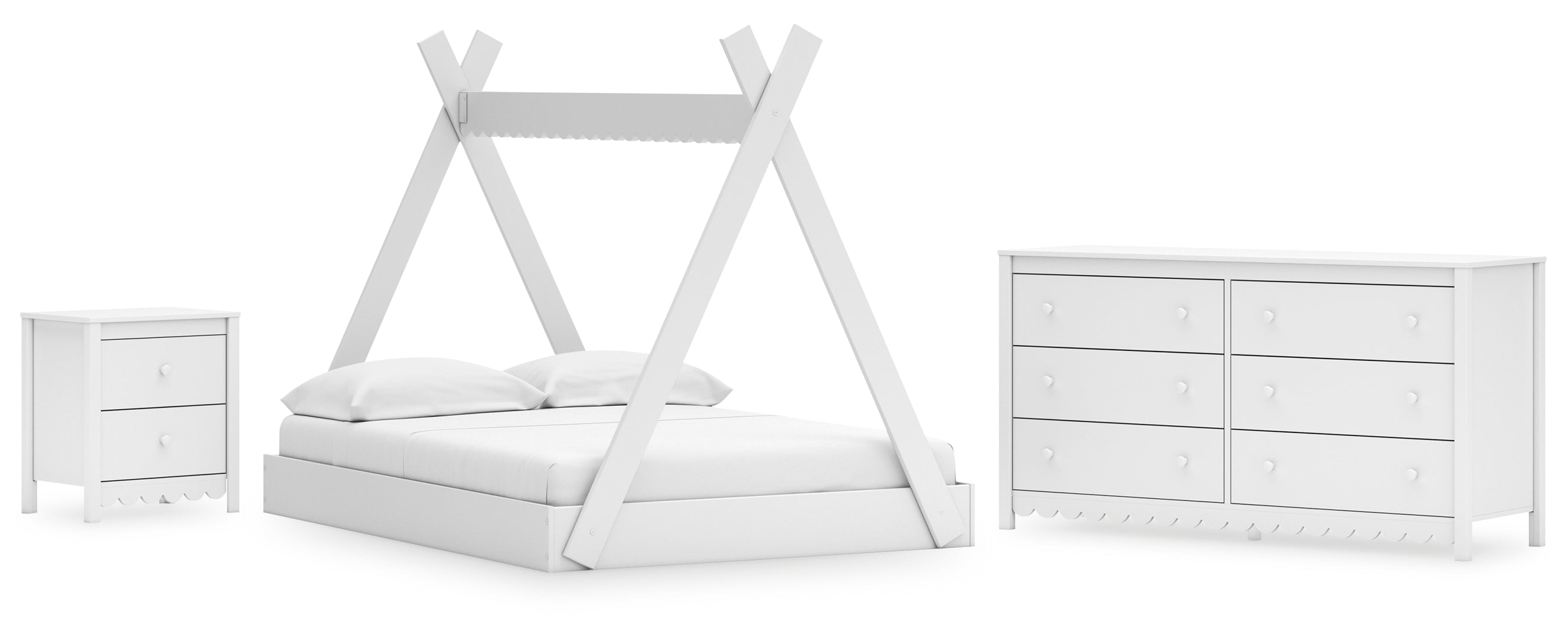 Hallityn White Platform Bedroom Set