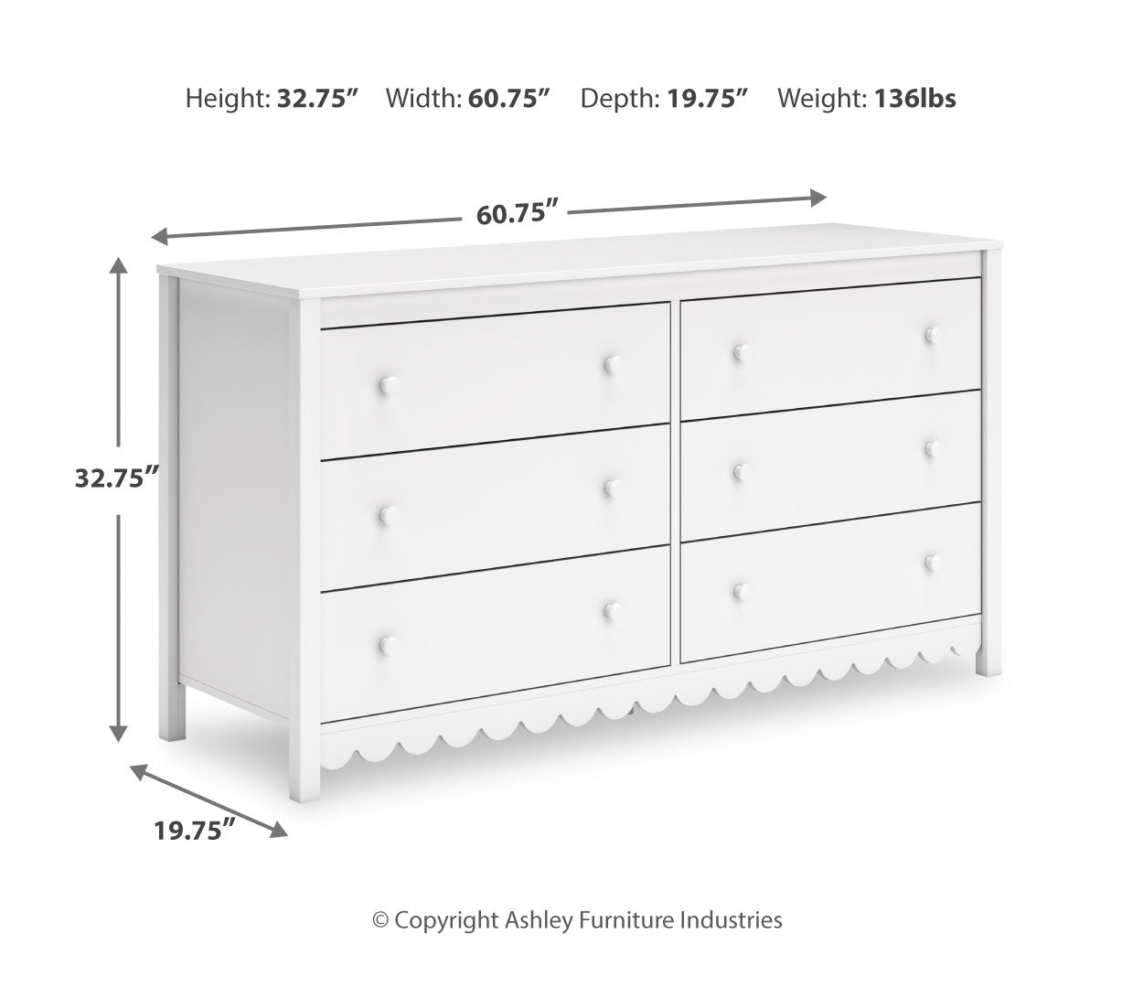 Hallityn Six Drawer Dresser