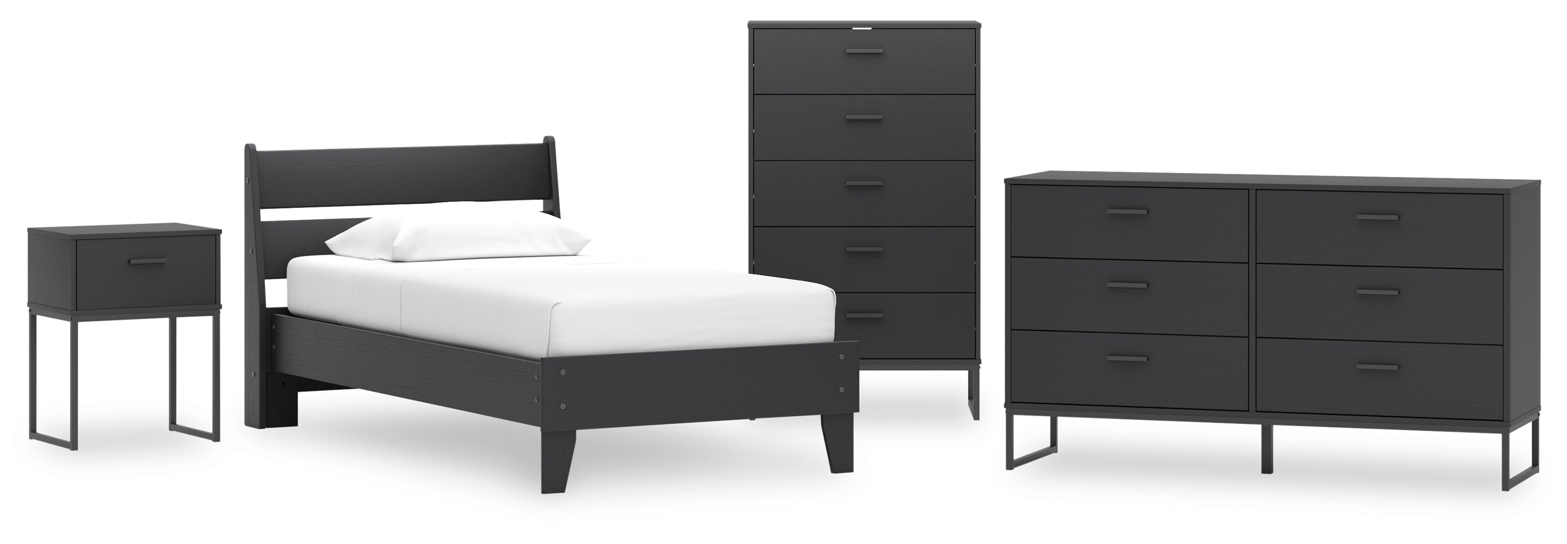 Socalle Twin Panel Headboard with Dresser and Nightstand