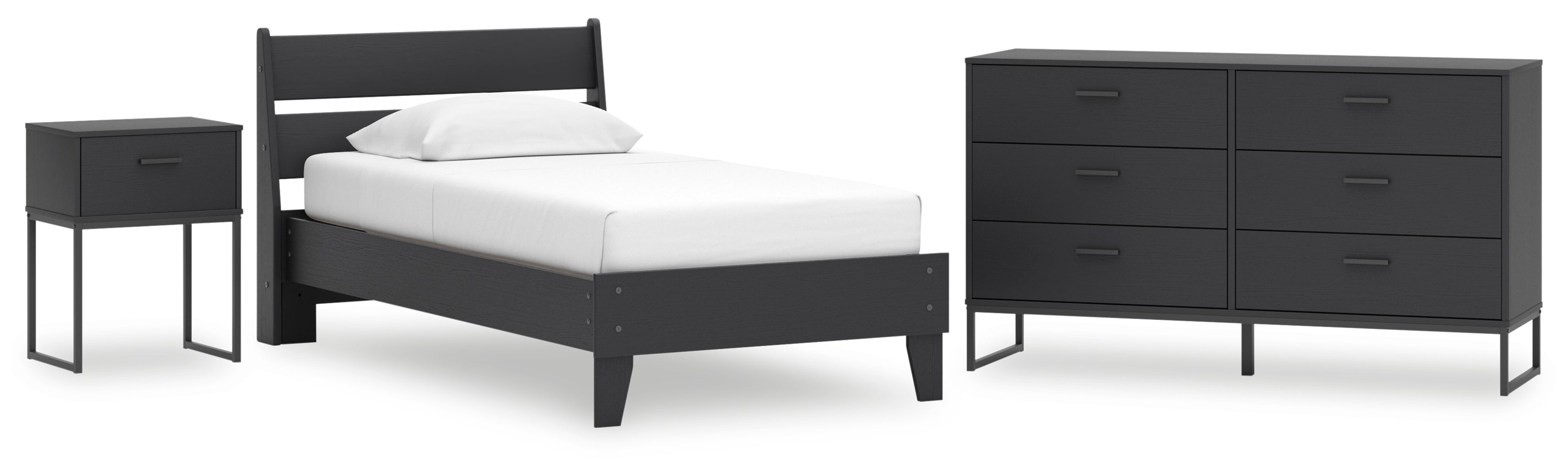 Socalle Twin Panel Headboard with Dresser and Nightstand