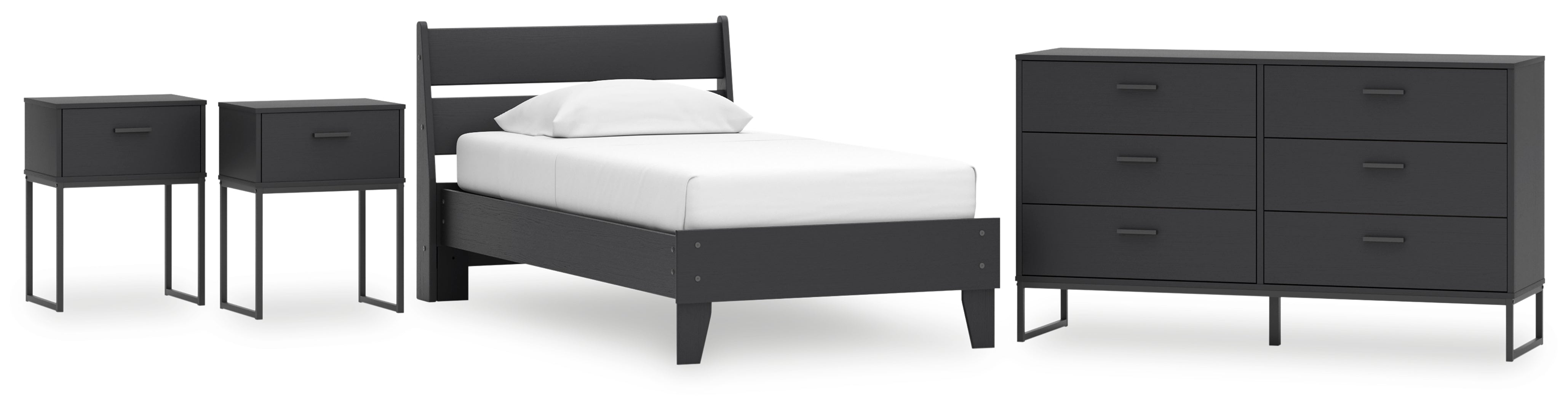 Socalle Twin Panel Headboard with Dresser and Nightstand