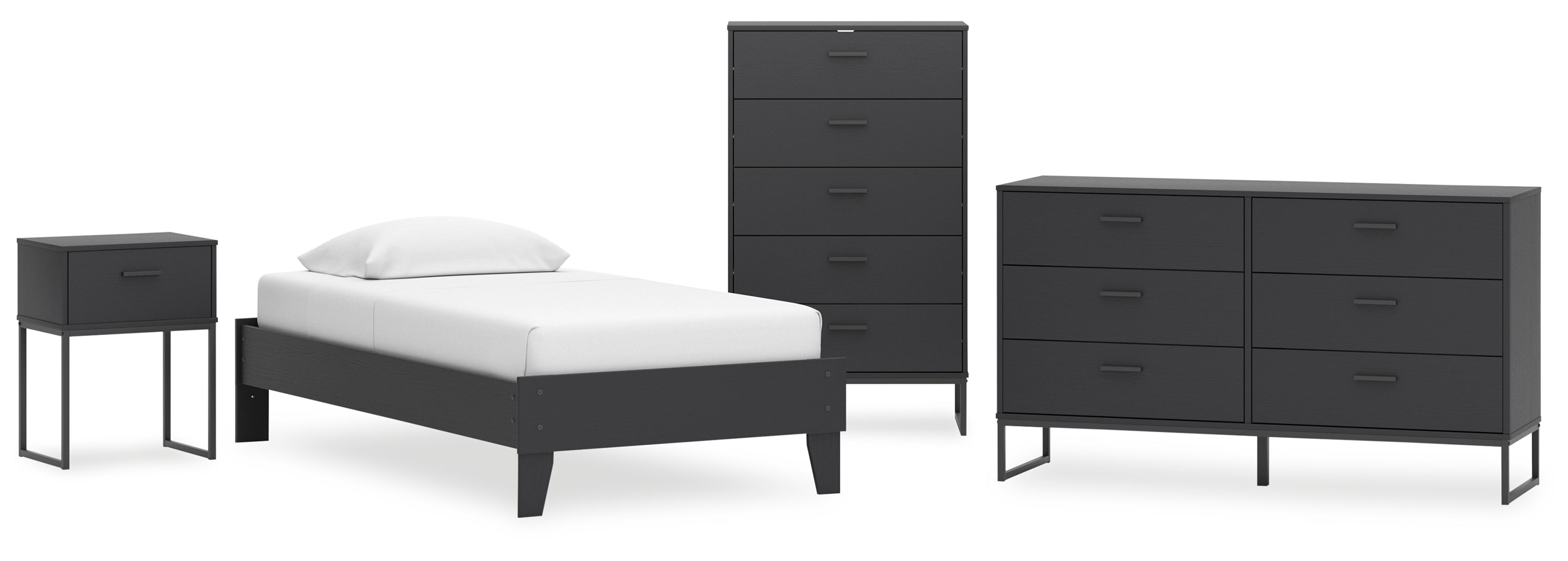 Socalle Twin Panel Headboard with Dresser and Nightstand