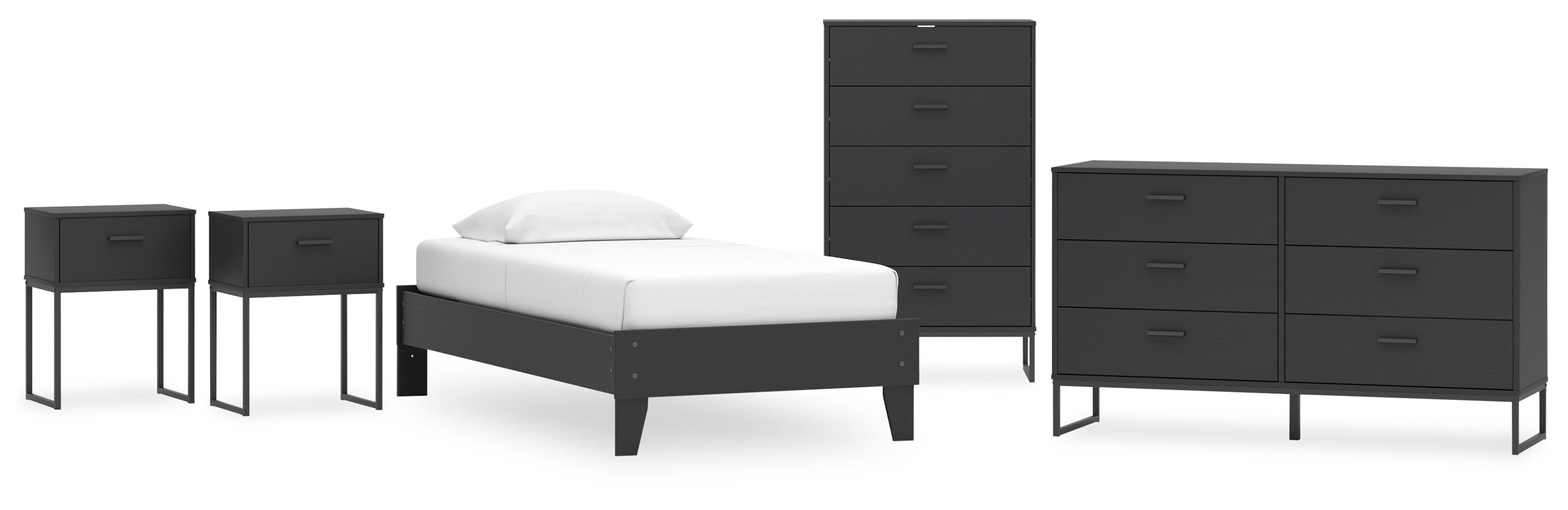 Socalle Twin Panel Headboard with Dresser and Nightstand