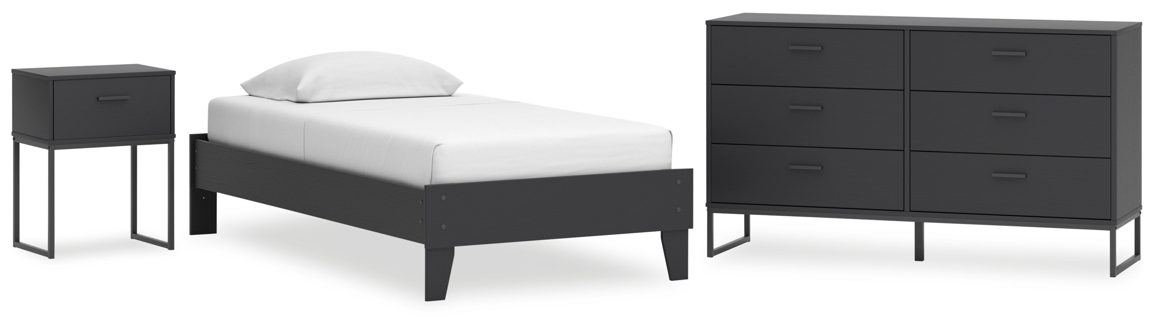 Socalle Twin Panel Headboard with Dresser and Nightstand