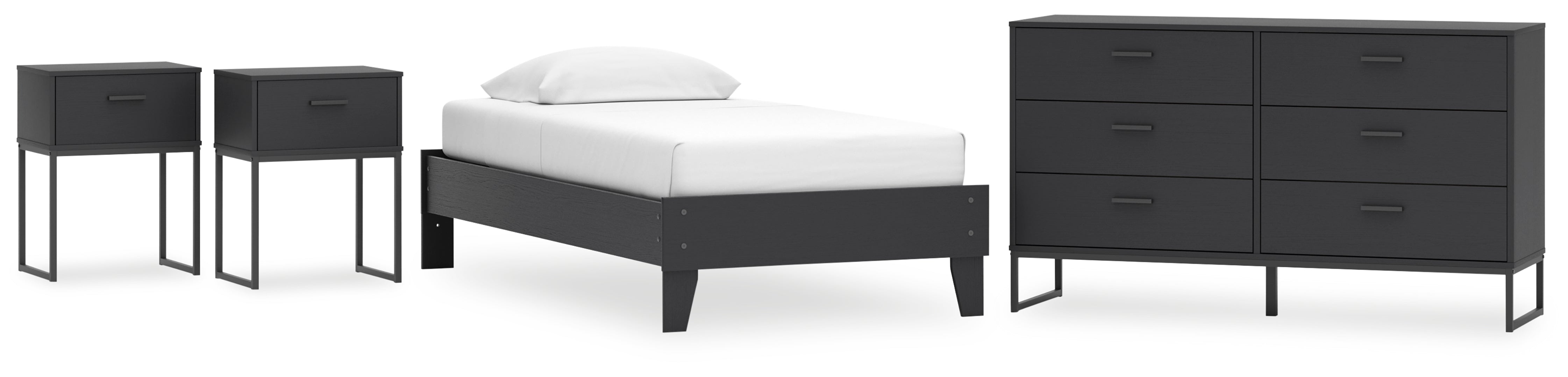 Socalle Twin Panel Headboard with Dresser and Nightstand