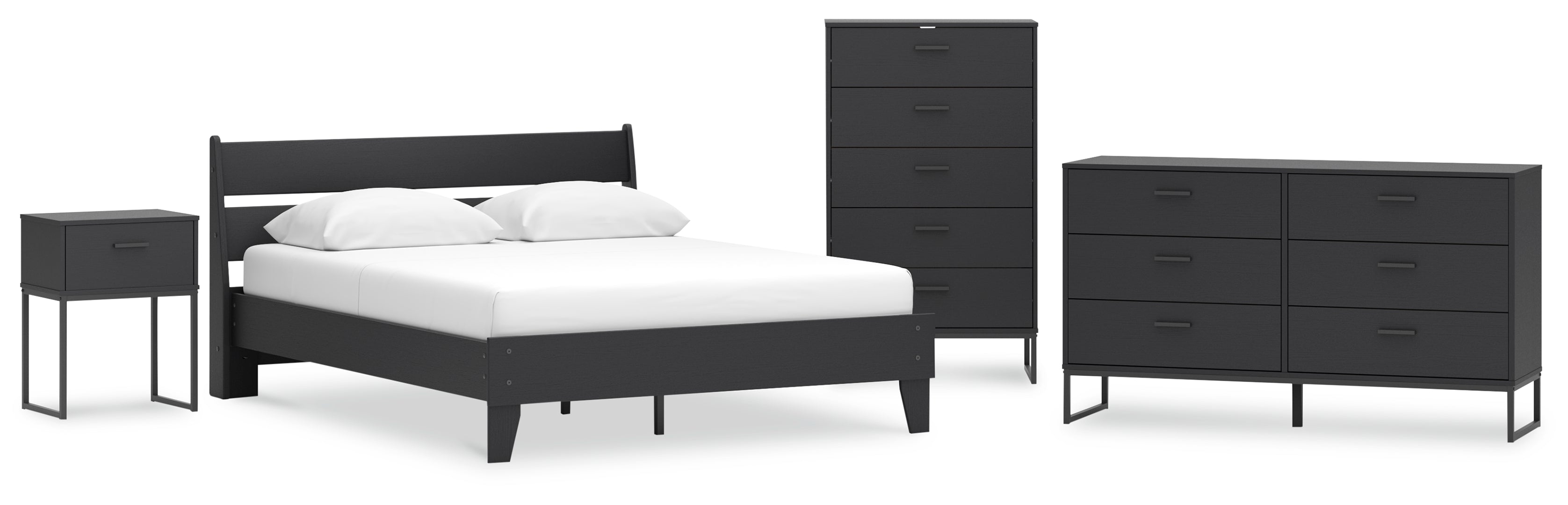 Socalle Bedroom Set Panel Platform Bed with Dresser and 2 Nightstands