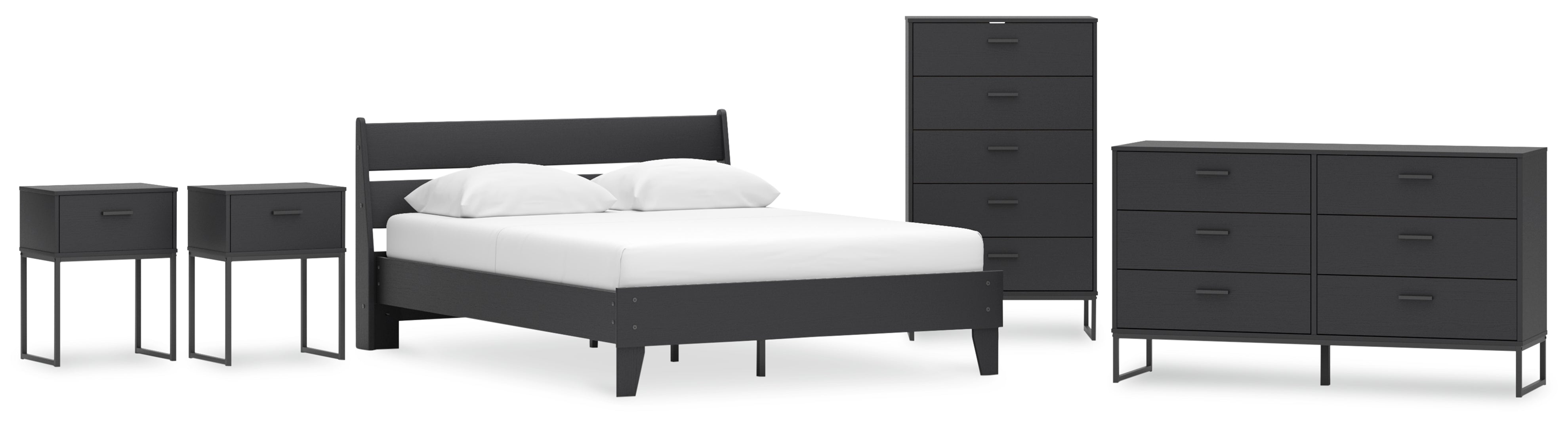 Socalle Bedroom Set Panel Platform Bed with Dresser and 2 Nightstands