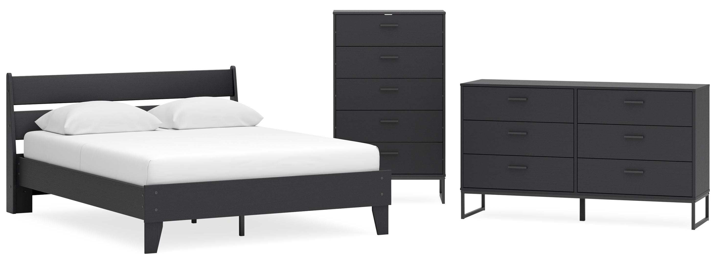 Socalle Bedroom Set Panel Platform Bed with Dresser and 2 Nightstands