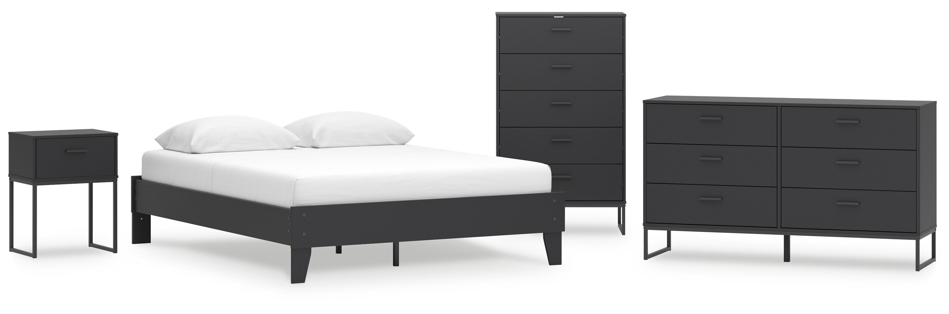 Socalle Bedroom Set Panel Platform Bed with Dresser and 2 Nightstands