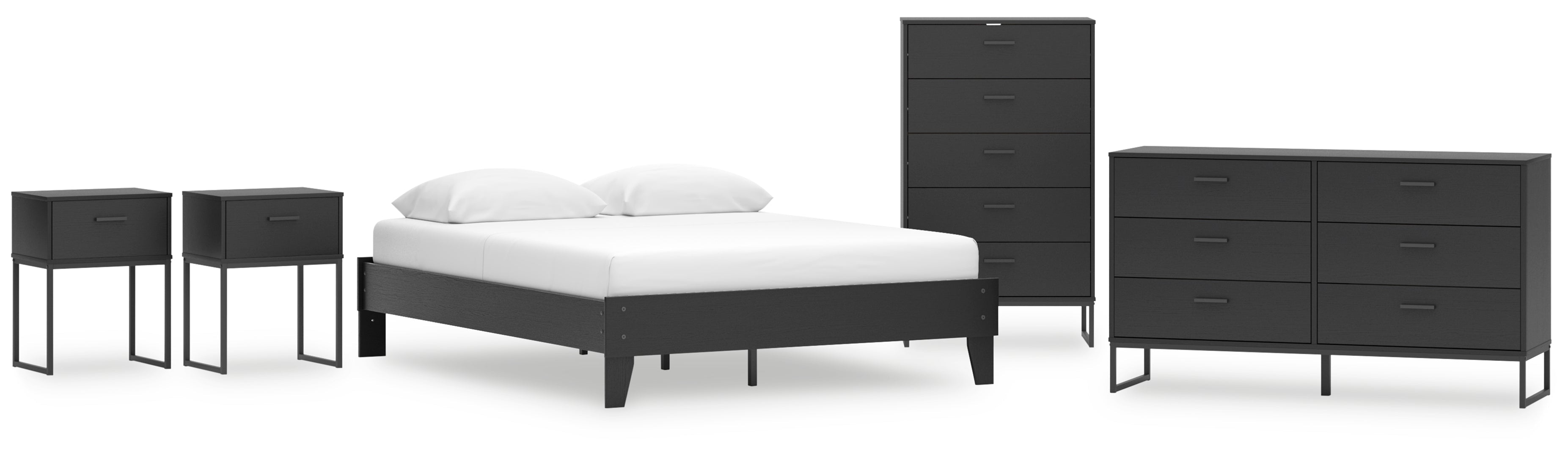 Socalle Bedroom Set Panel Platform Bed with Dresser and 2 Nightstands