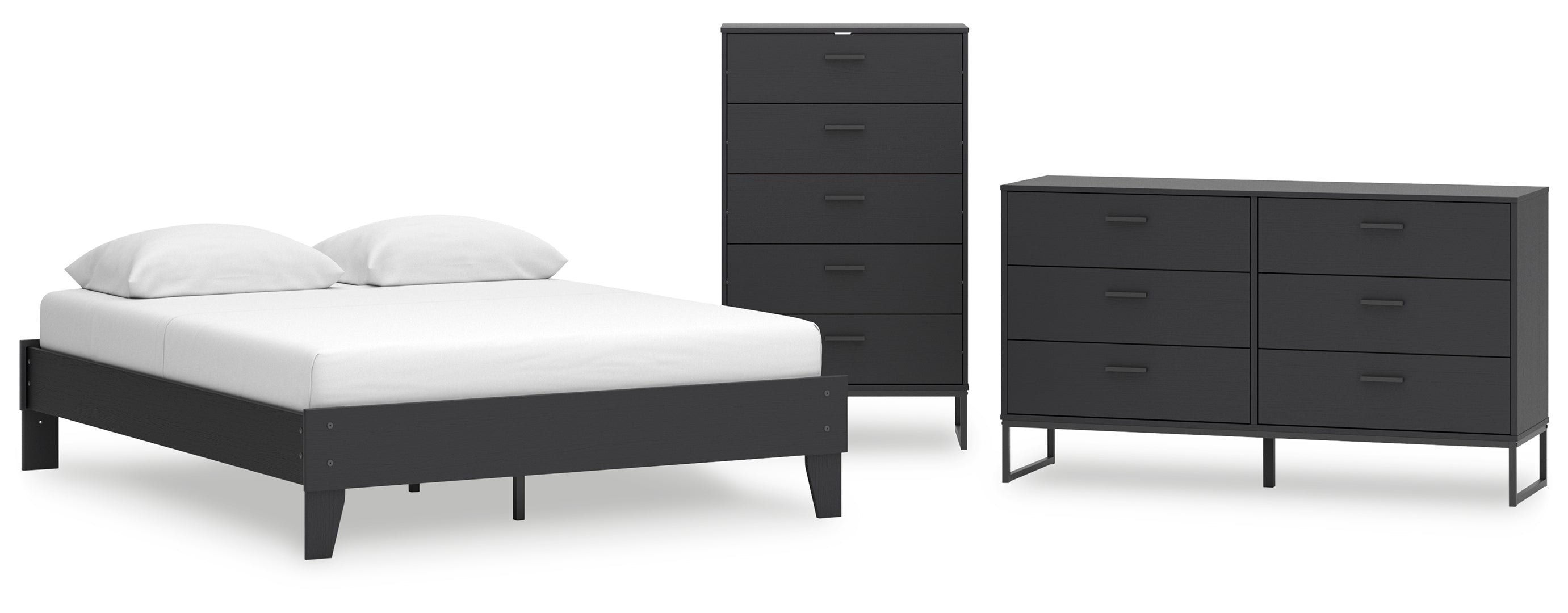 Socalle Bedroom Set Panel Platform Bed with Dresser and 2 Nightstands