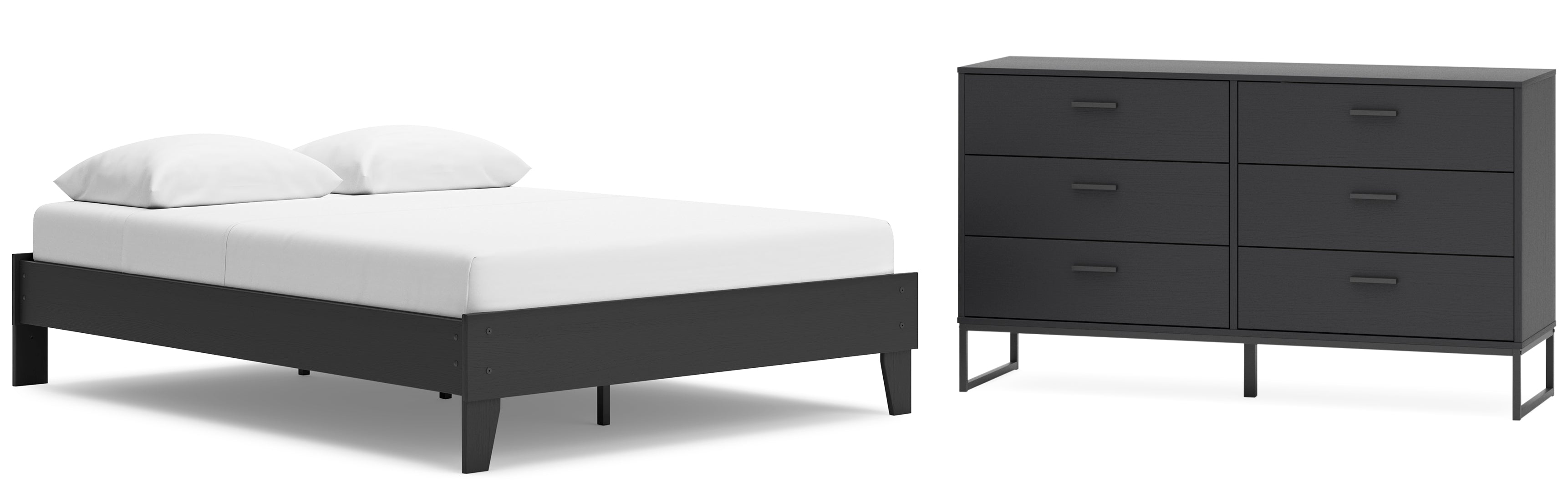 Socalle Bedroom Set Panel Platform Bed with Dresser and 2 Nightstands