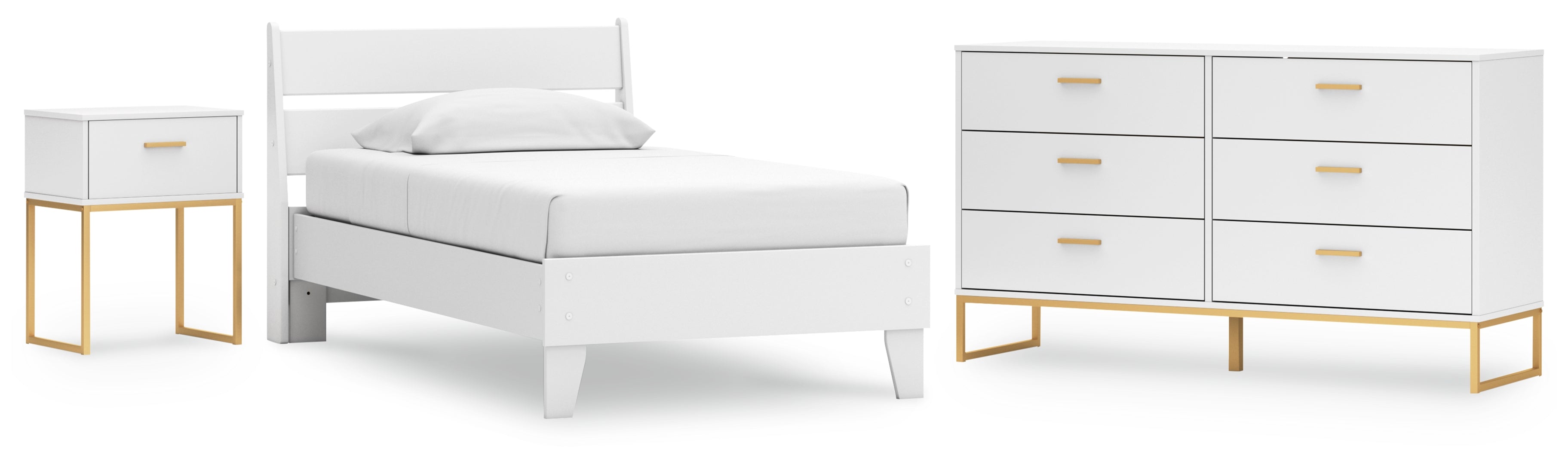 Socalle Twin Panel Headboard with Dresser and Nightstand