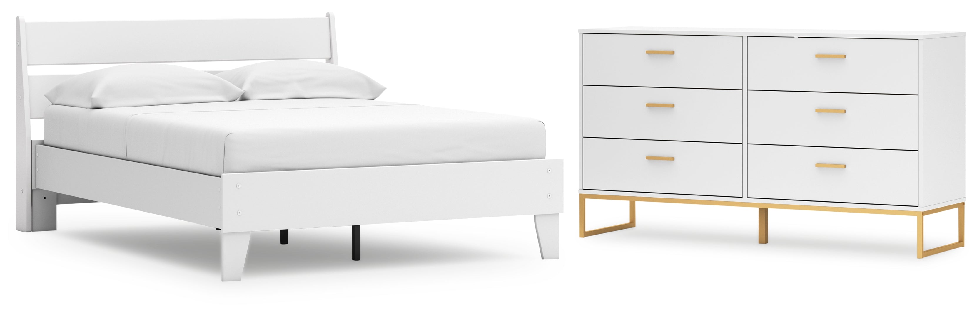 Socalle White or Blue Panel Headboard Bedroom Set