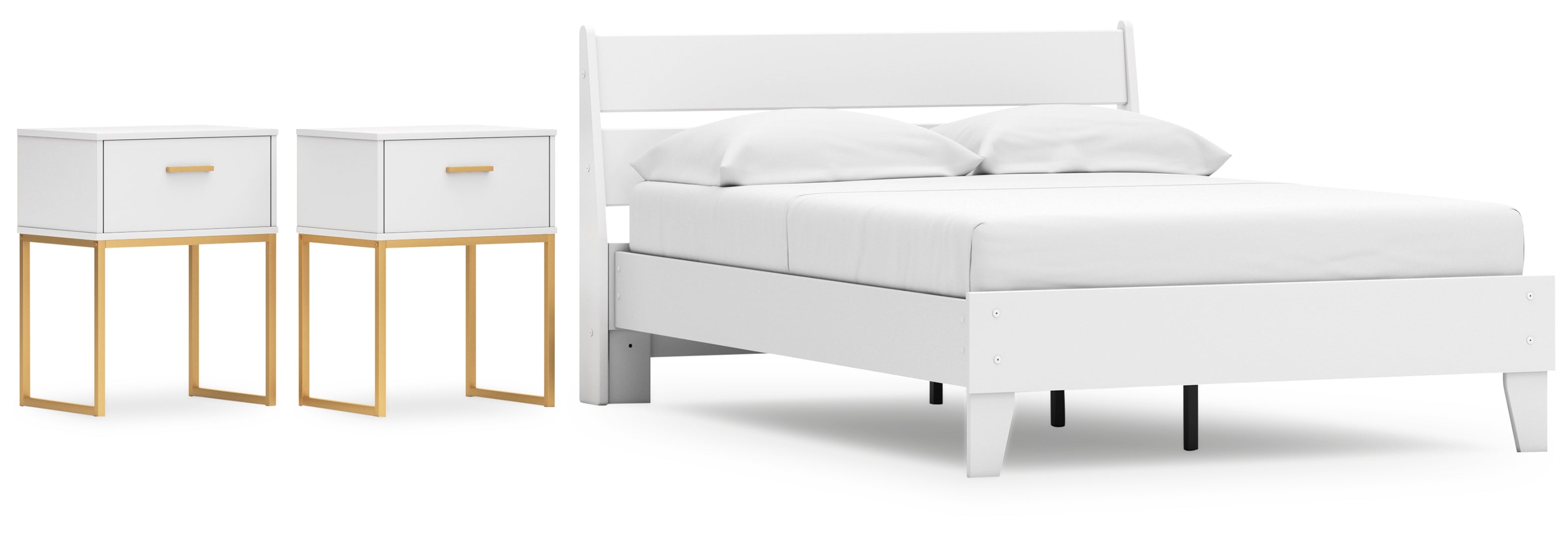 Socalle White or Blue Panel Headboard Bedroom Set