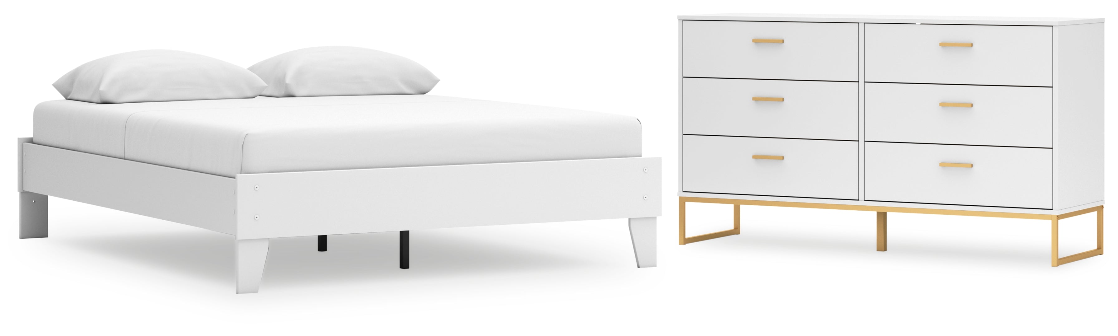 Socalle Bedroom Set Panel Platform Bed with Dresser and 2 Nightstands