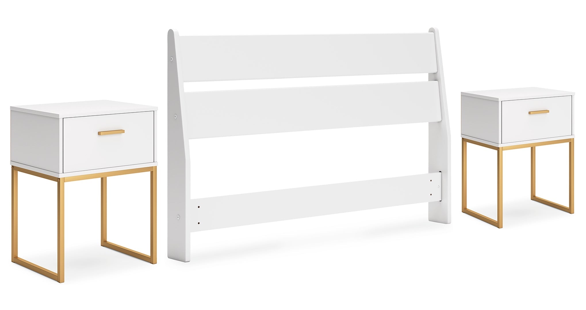 Socalle White or Blue Panel Headboard Bedroom Set