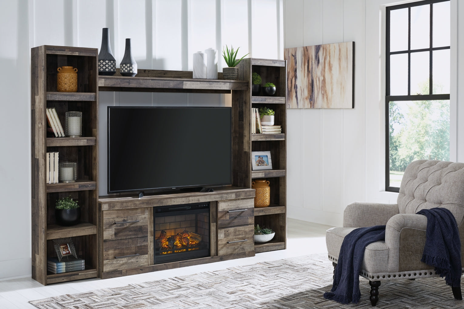 Derekson 3-Piece Entertainment Center with Electric Fireplace