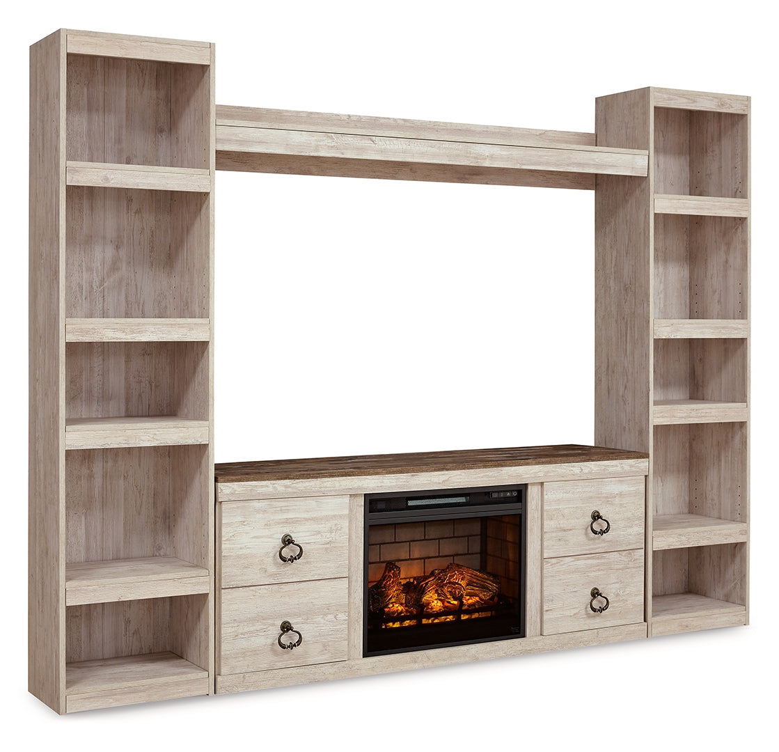 Willowton 4-Piece Entertainment Center with Electric Fireplace