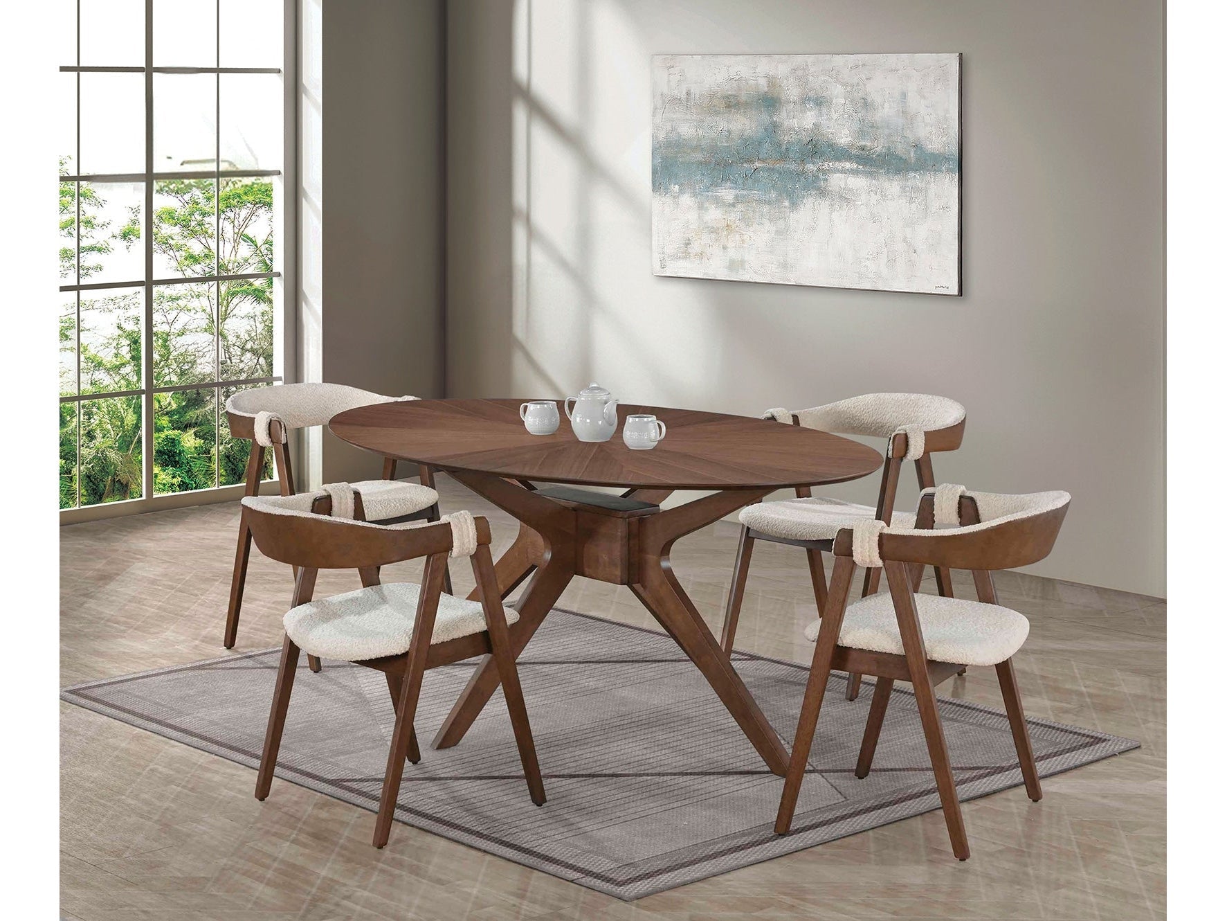 Ebikon Walnut 5 Pc. Oval Dining Room Set