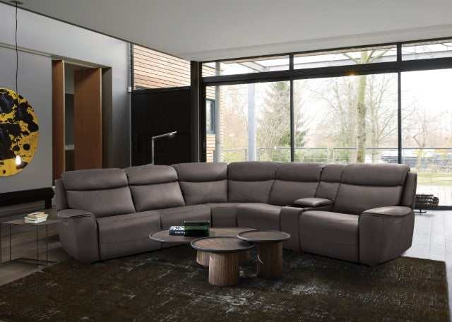 Edmondus Dark Gray Leatherette Power Sectional