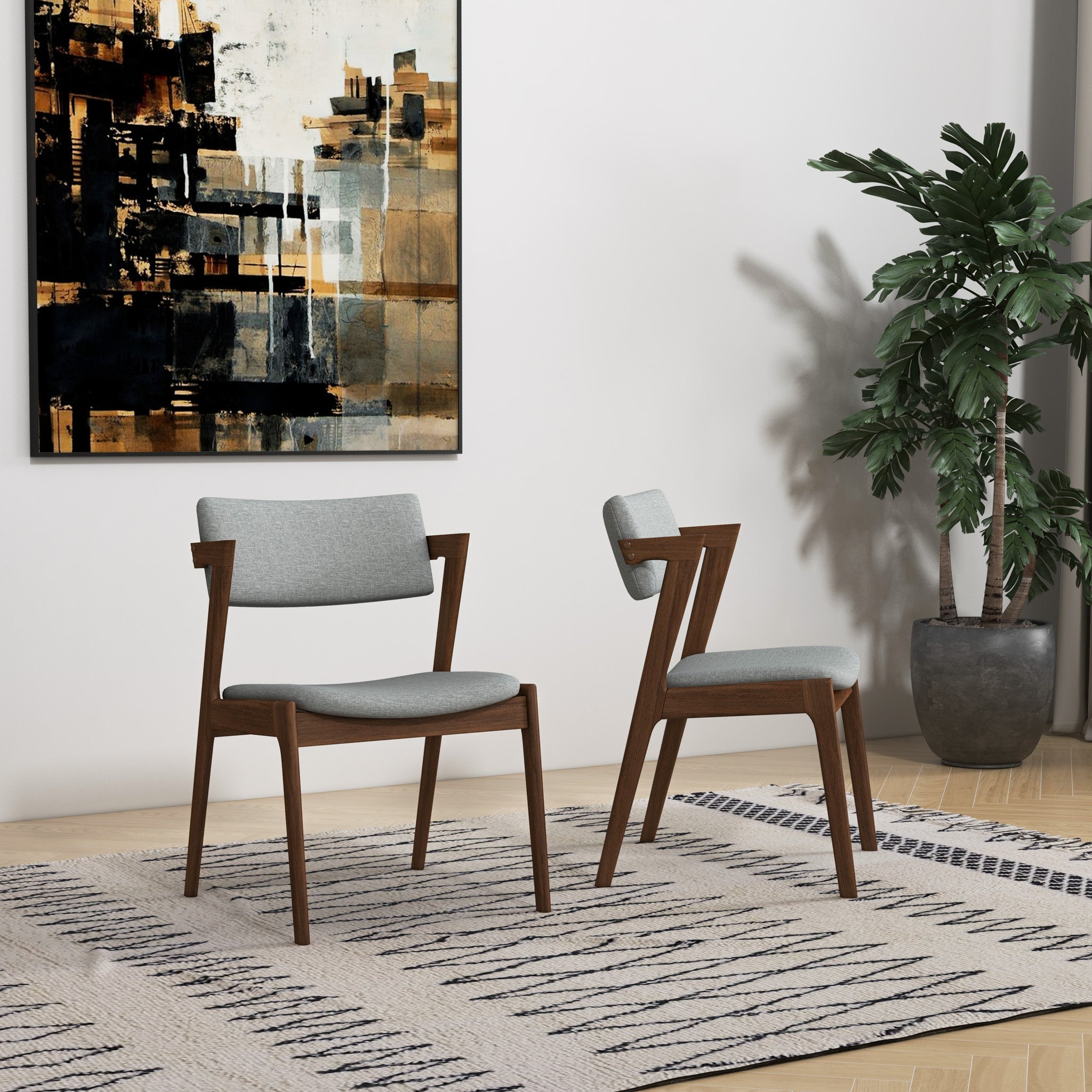 Edwin Light Gray Fabric Dining Chair (Set Of 2)