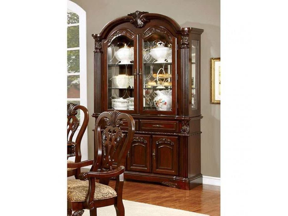 Elana Brown Cherry Curio/Hutch & Buffet