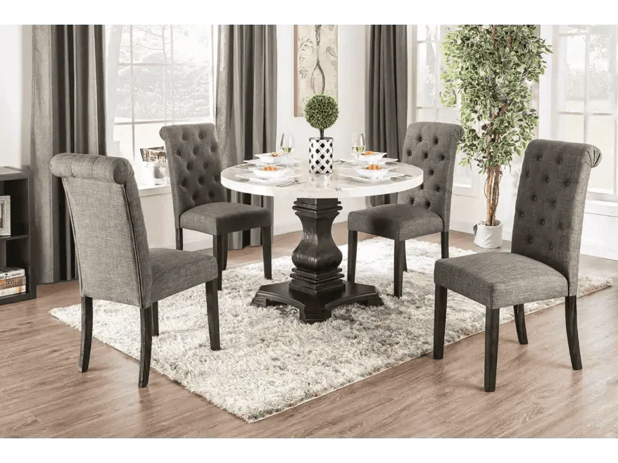 Elfredo Antique Black, & Gray 5pc Dining Room Set