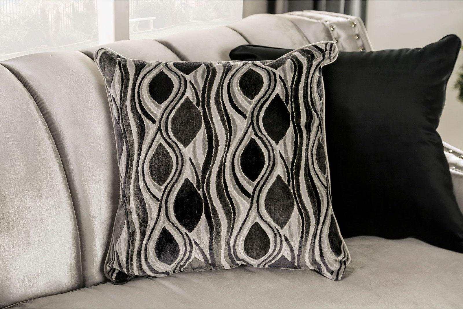 Elicia Silver Stationary Sofa & Loveseat 2pc