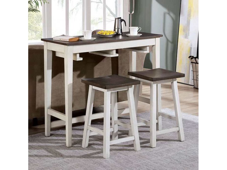 Elinor White & Espresso 3pc Counter Height Dining Set