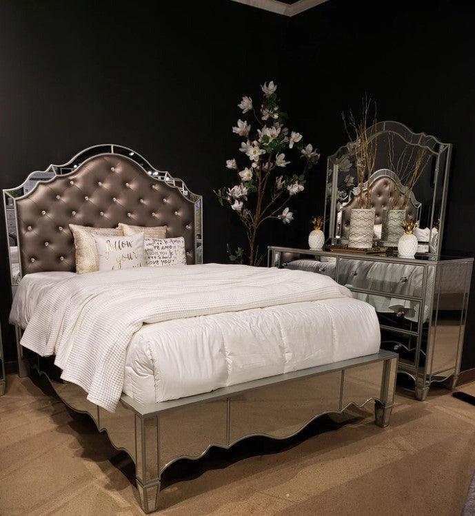 Eliora Silver & Mirrored Cal. King Bed
