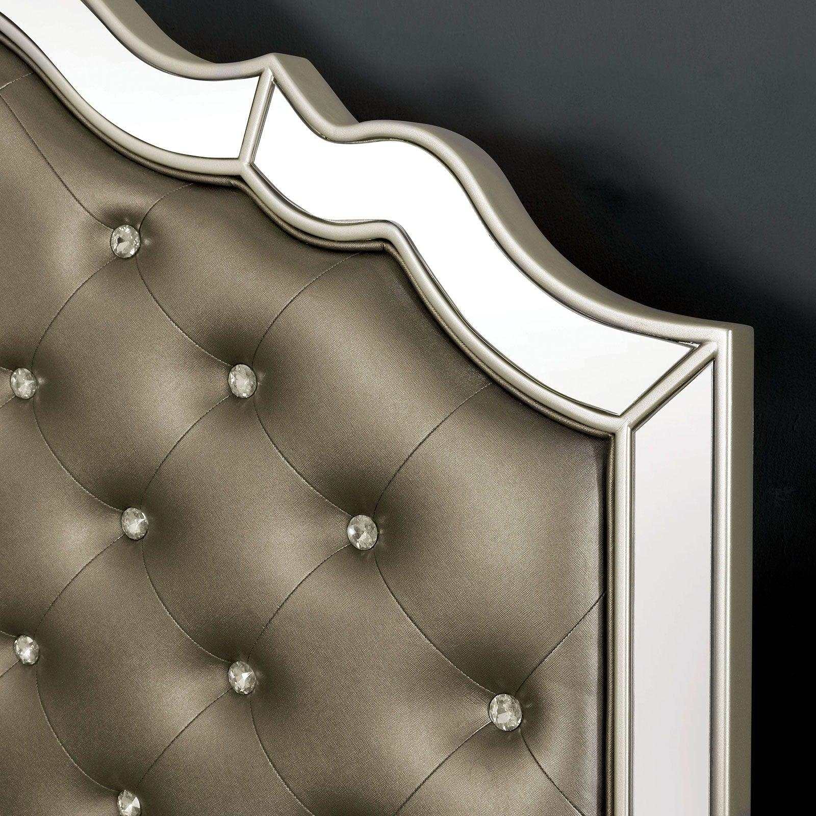 Eliora Silver & Mirrored Queen Bed