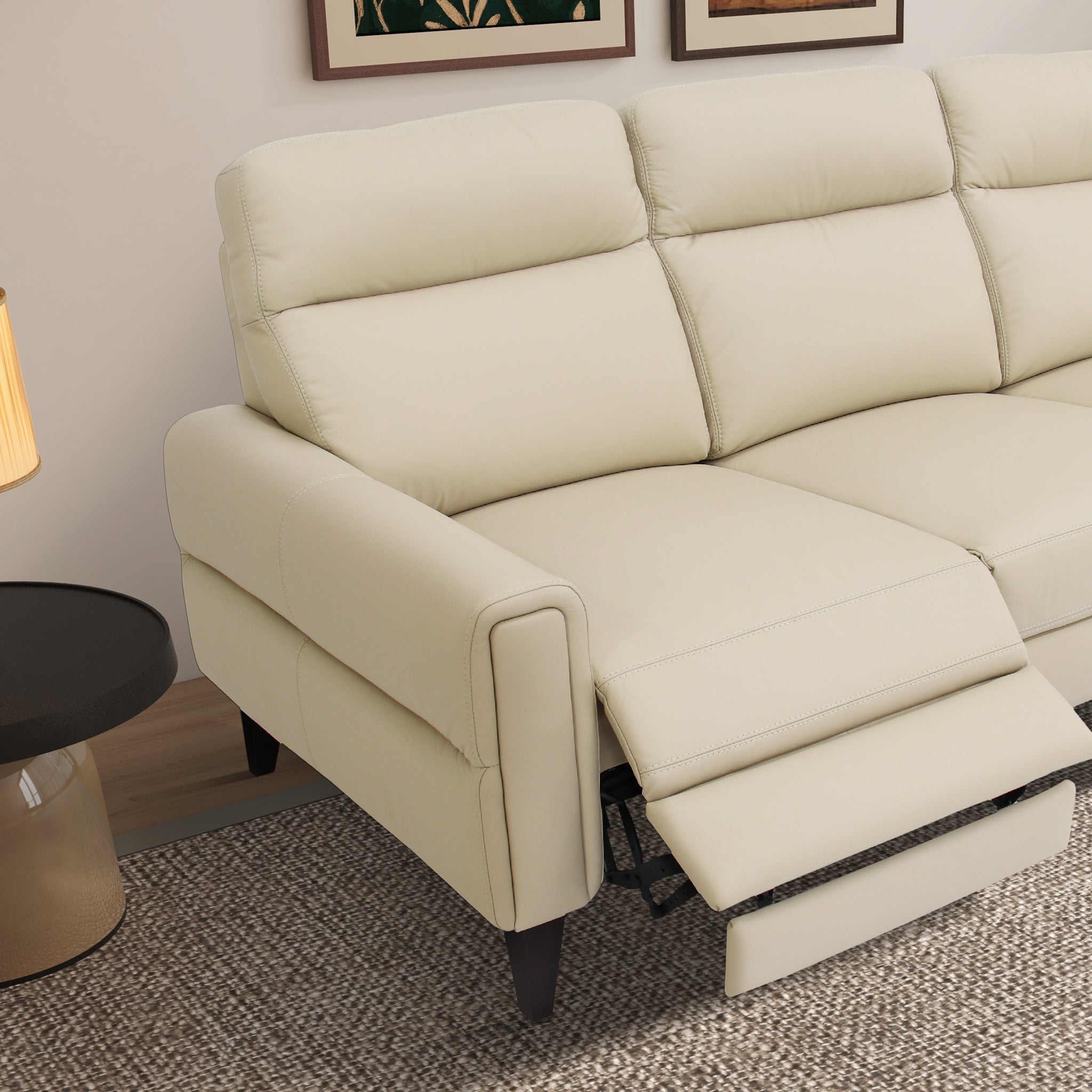 Elliot Incliner Sofa Left - Cream Leather