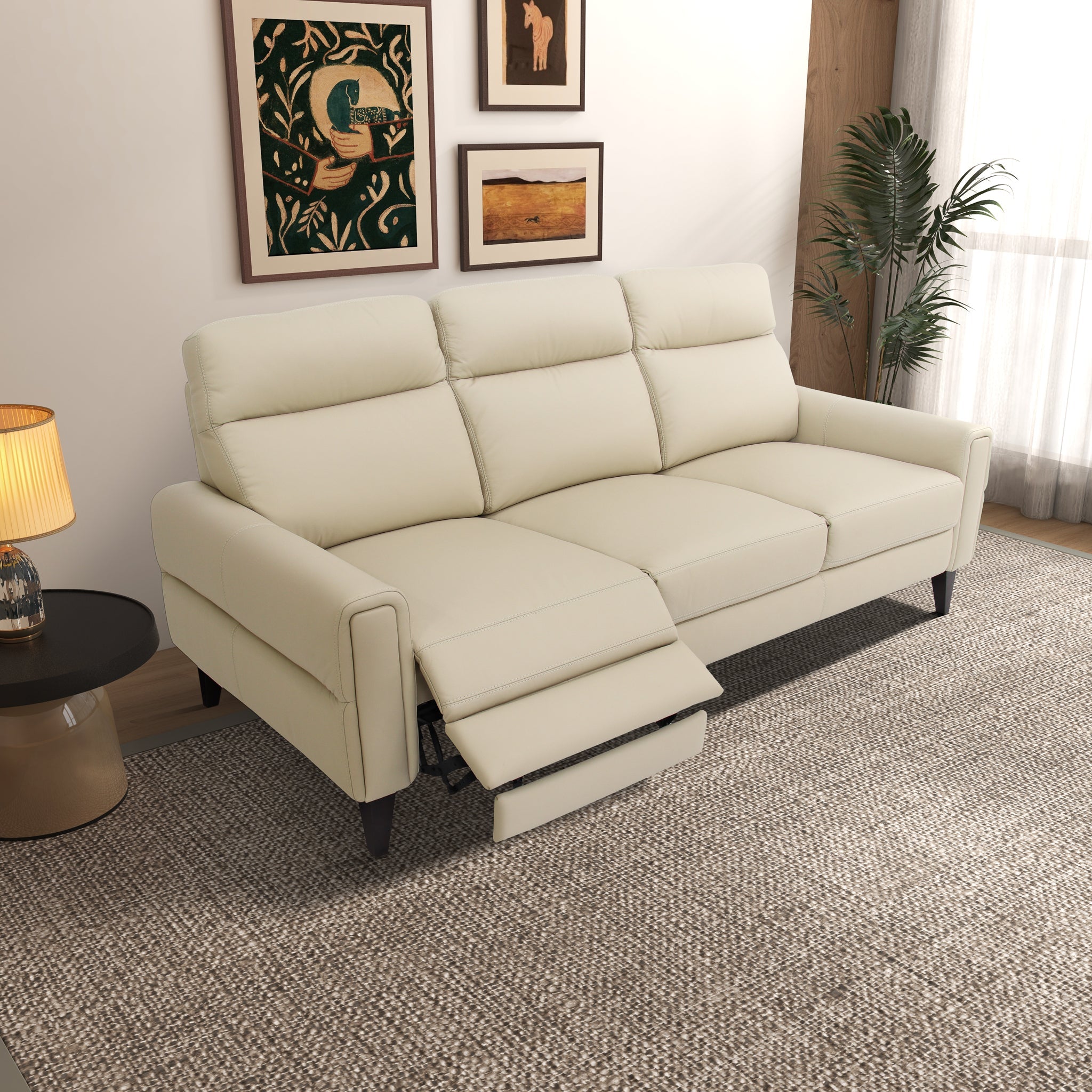 Elliot Incliner Sofa Left - Cream Leather