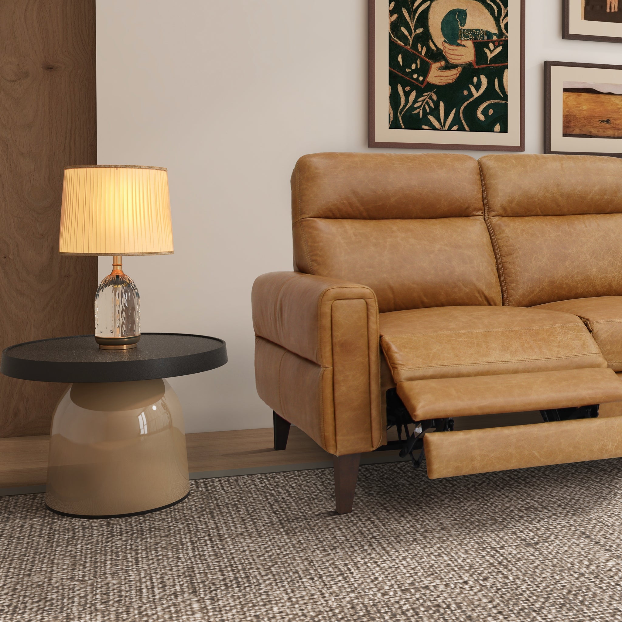 Elliot Incliner Sofa Left - Waxy Tan Leather