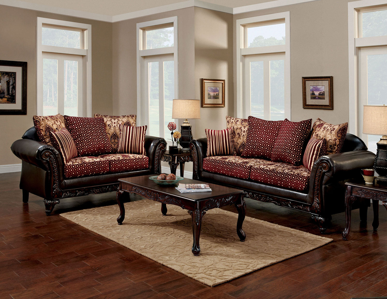 Ellis Burgundy/Brown/Dark Cherry Loveseat