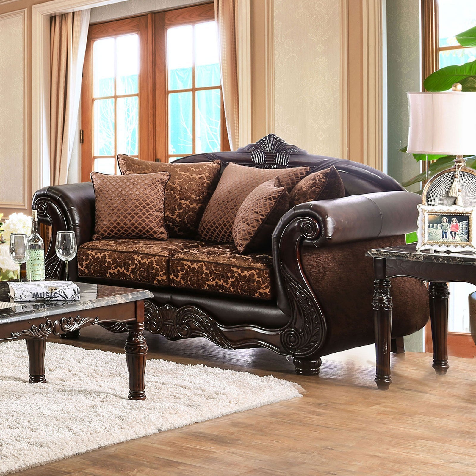 Elpis Brown/Espresso Sofa & Loveseat